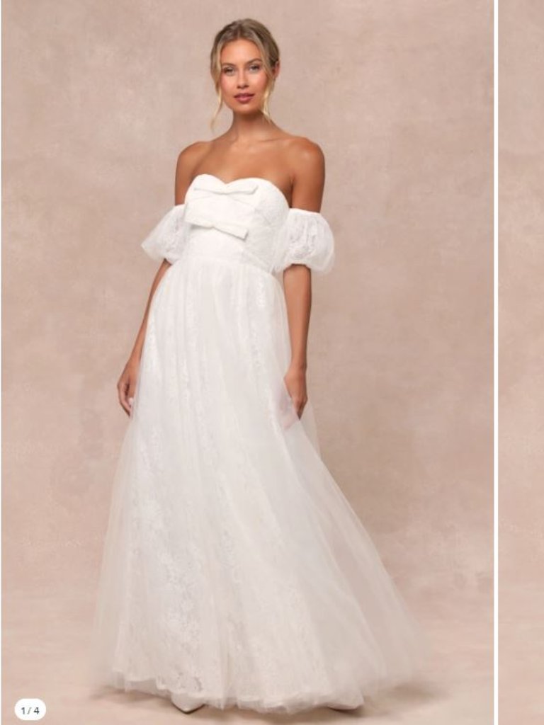 Xs Lulu's White Lace Wedding Dress